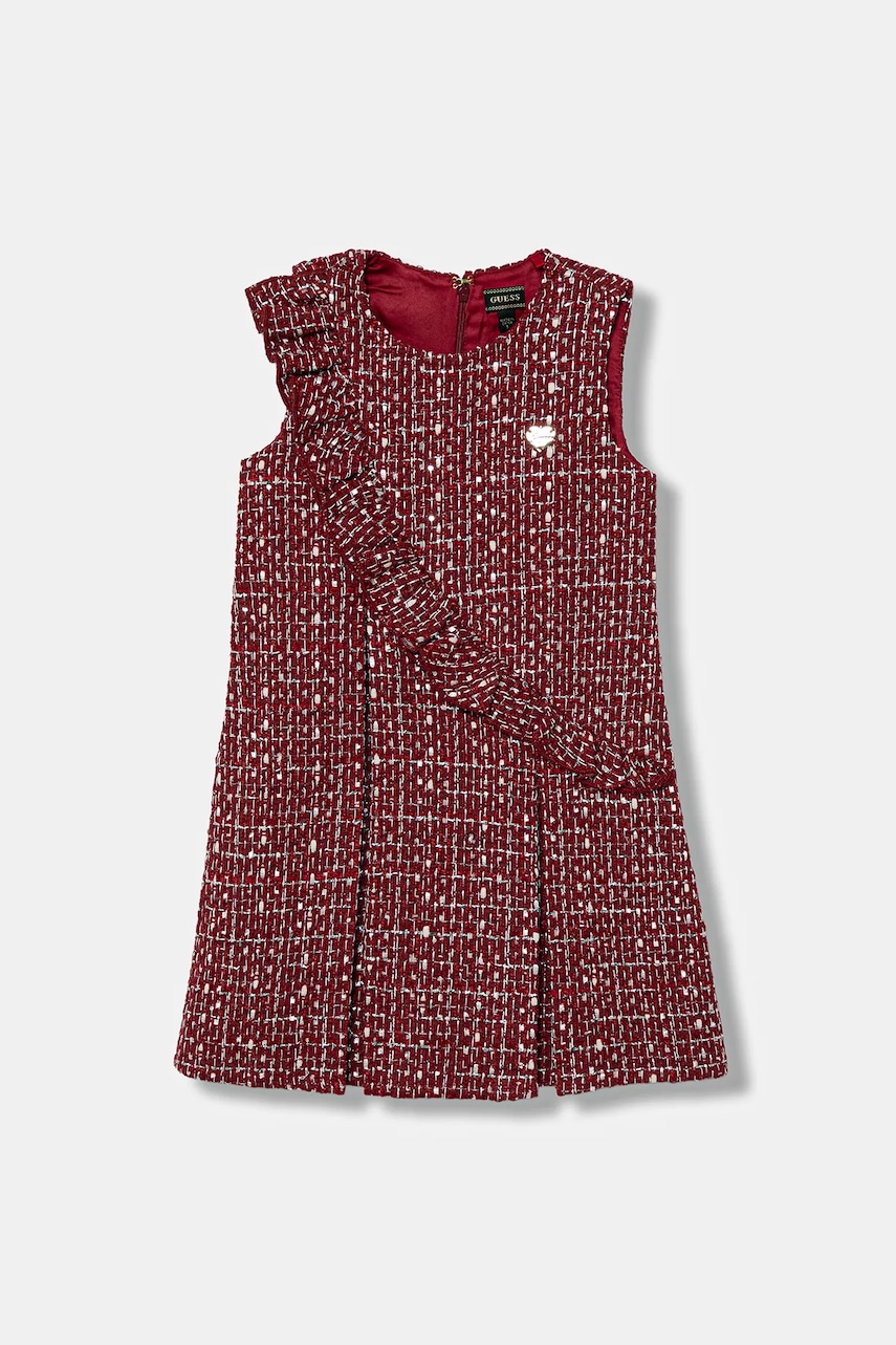Dětské šaty s příměsí vlny Guess vínová barva, mini, K5BK04 WGXO0