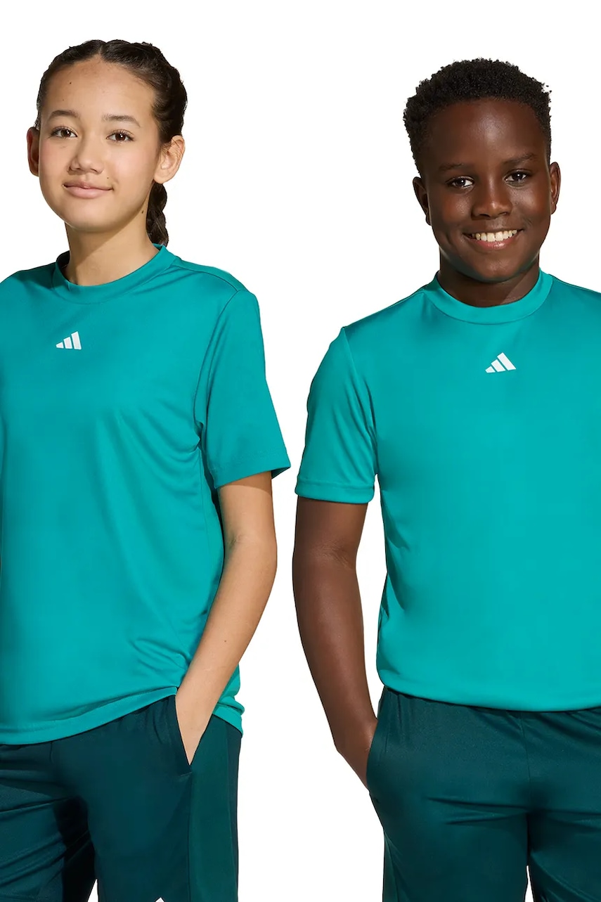 Dětské tričko adidas zelená barva, s potiskem, JW4991