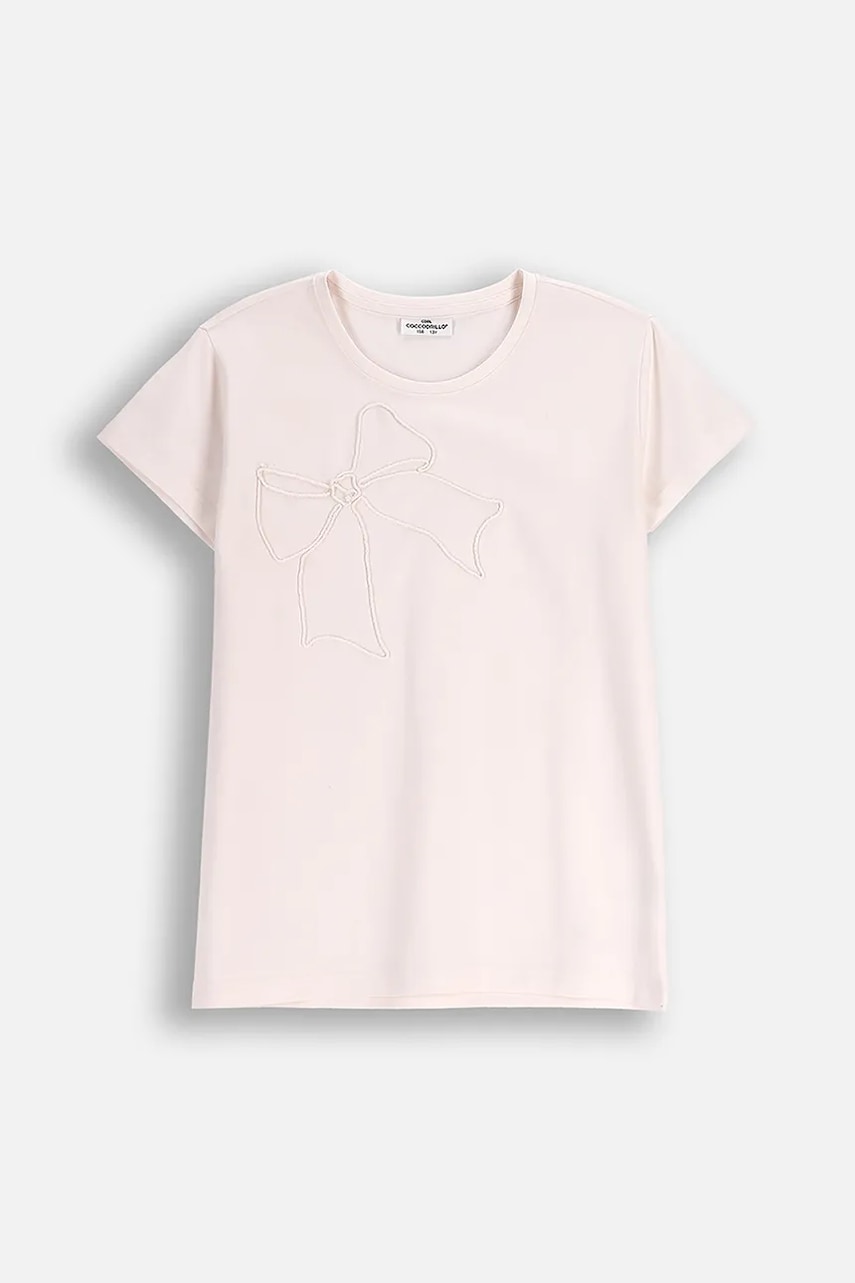 Dětské tričko Coccodrillo béžová barva, FABOLOUS GIRL JUNIOR