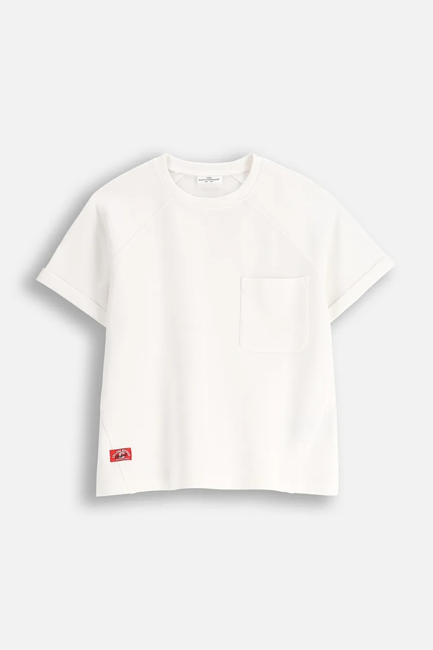 Dětské tričko Coccodrillo béžová barva, s pologolfem, ACADEMY GIRL JUNIOR