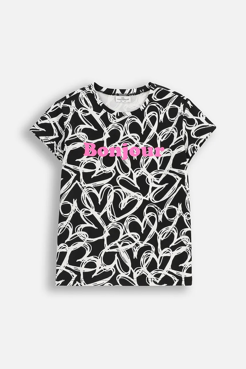 Dětské tričko Coccodrillo černá barva, EVERYDAY GIRL A