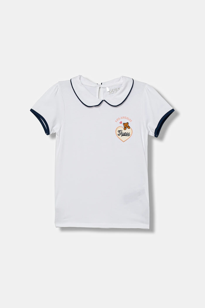 Dětské tričko Guess bílá barva, s límečkem, K5YI20 K6YW4