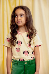 Dětské tričko Mini Rodini Doggie žlutá barva, 26120111