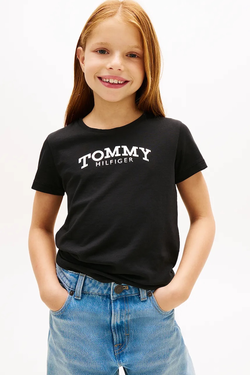 Dětské tričko Tommy Hilfiger černá barva, KG0KG08974