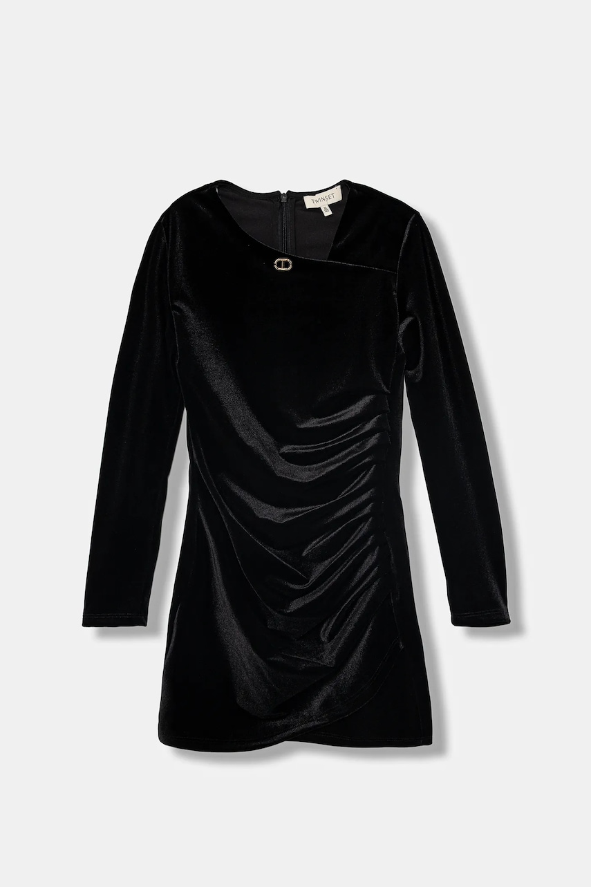 Dětské velurové šaty Twinset černá barva, mini, 252GJ2035