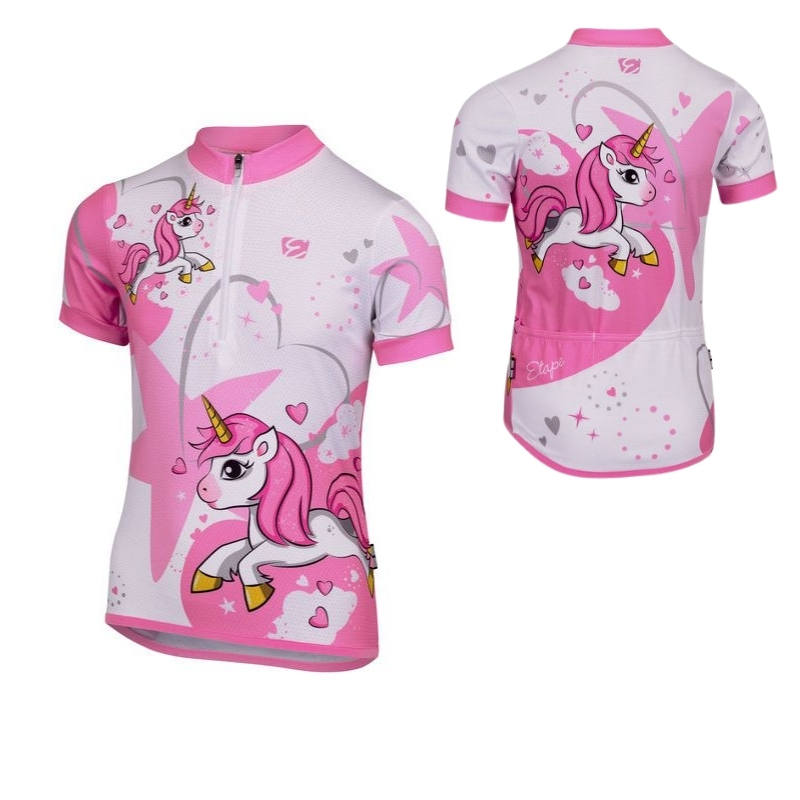 Dětský cyklo dres Etape Rio bílá/růžová (jednorožec) 140/146