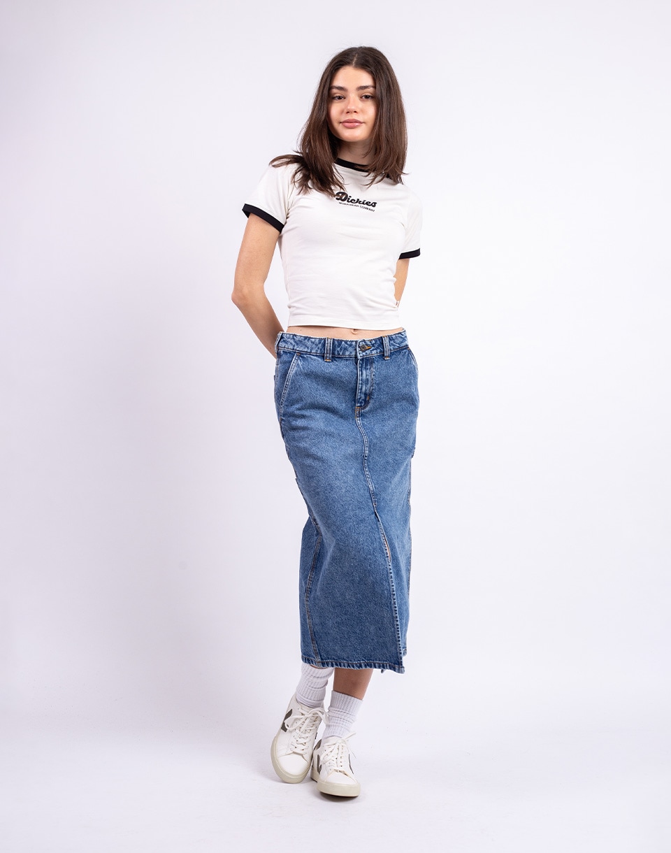 Dickies Long Denim Carpenter Skirt RINSED BLUE W/ FADE XL