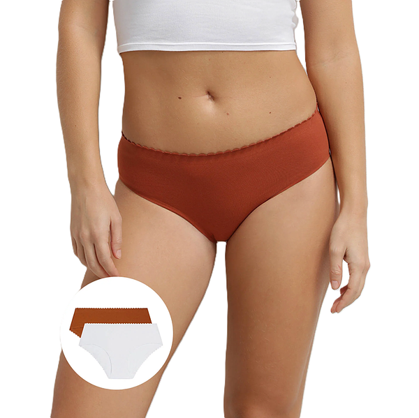 DIM BODY TOUCH MIDI BRIEF 2x - Women's Socks 2 pcs - brick - white