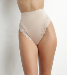 DIM DELICATE THONG - Dámské vysoké kalhotky s krajkou