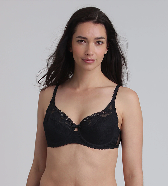 DIM PLAYTEX UNDERWIRE BALCONETTE BRA - Women's lace bra with underwire - black