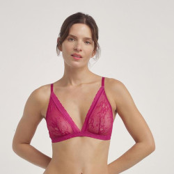 DIM ROMANCE TRIANGLE WIREFREE BRA - Women's Lace Bra Without Underwire - Red