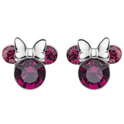 Disney Třpytivé stříbrné náušnice pecky Minnie Mouse ES00013SFEBL.CS