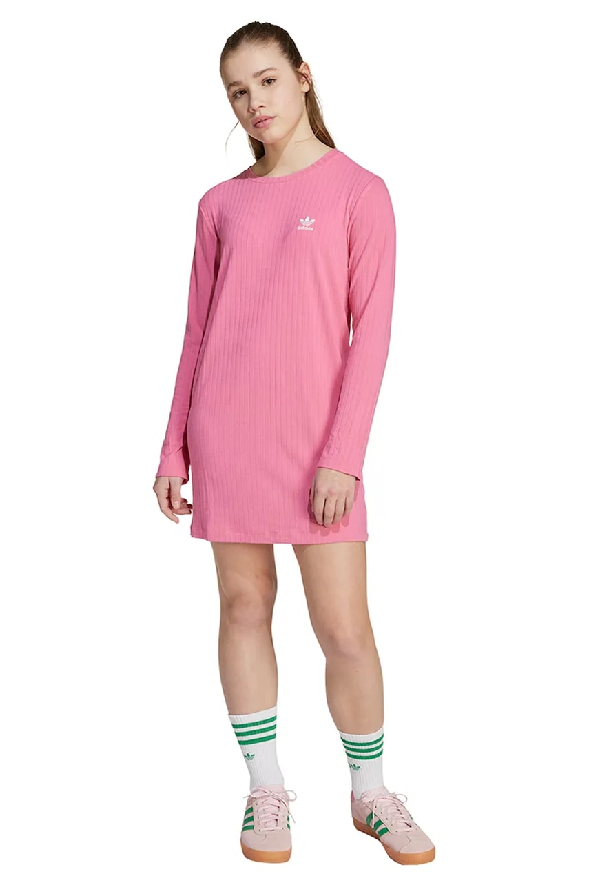 Dívčí šaty adidas Originals růžová barva, mini, přiléhavé, JX2850