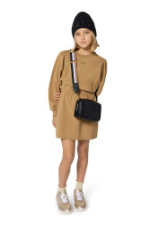 Dívčí šaty BOSS hnědá barva, mini, J52405