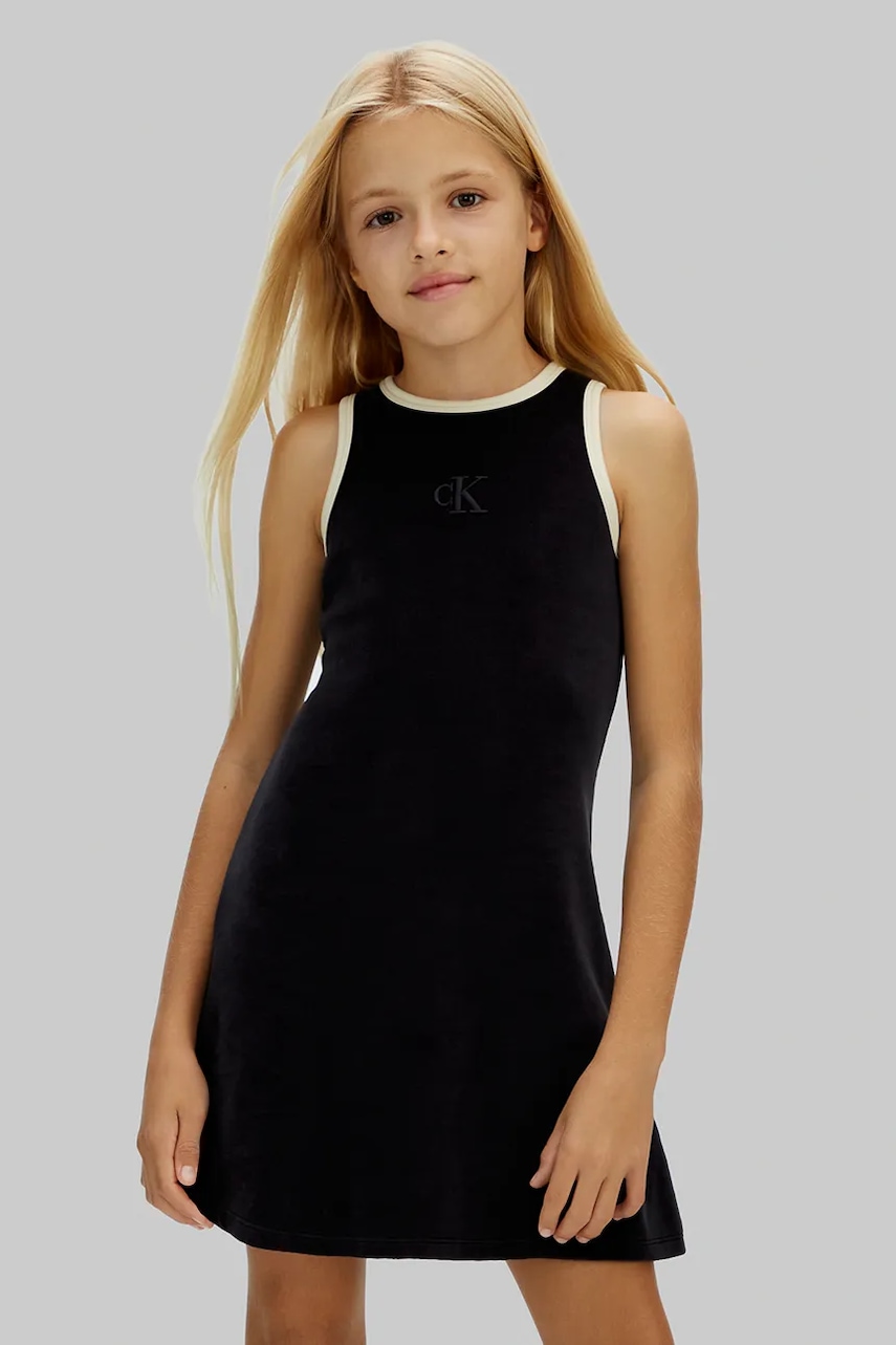 Dívčí šaty Calvin Klein Jeans černá barva, mini, IG0IG03080