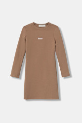 Dívčí šaty Calvin Klein Jeans hnědá barva, mini, přiléhavé, IG0IG03042