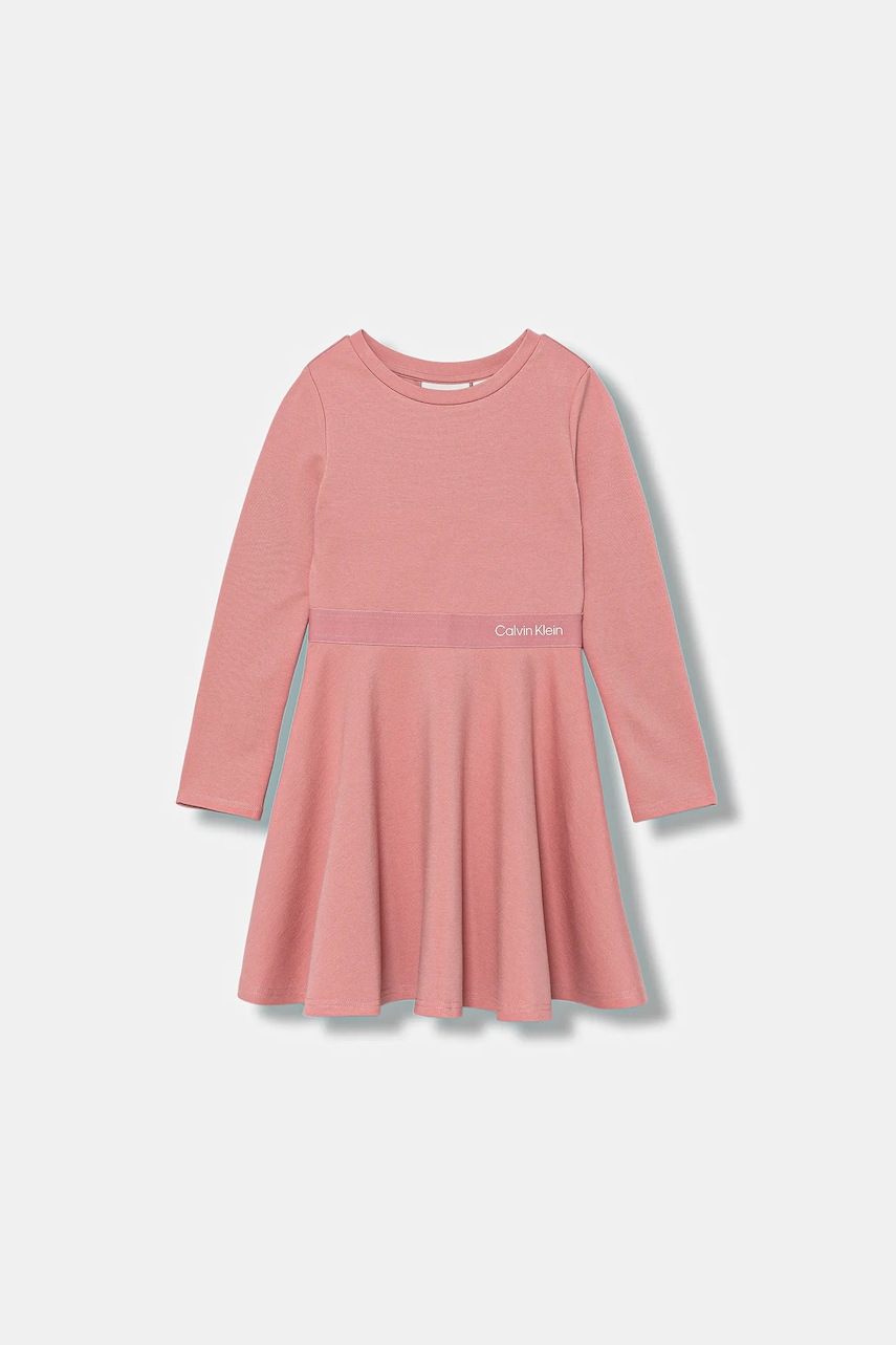 Dívčí šaty Calvin Klein Jeans růžová barva, mini, IG0IG02666