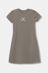 Dívčí šaty Calvin Klein Jeans šedá barva, mini, IG0IG02966