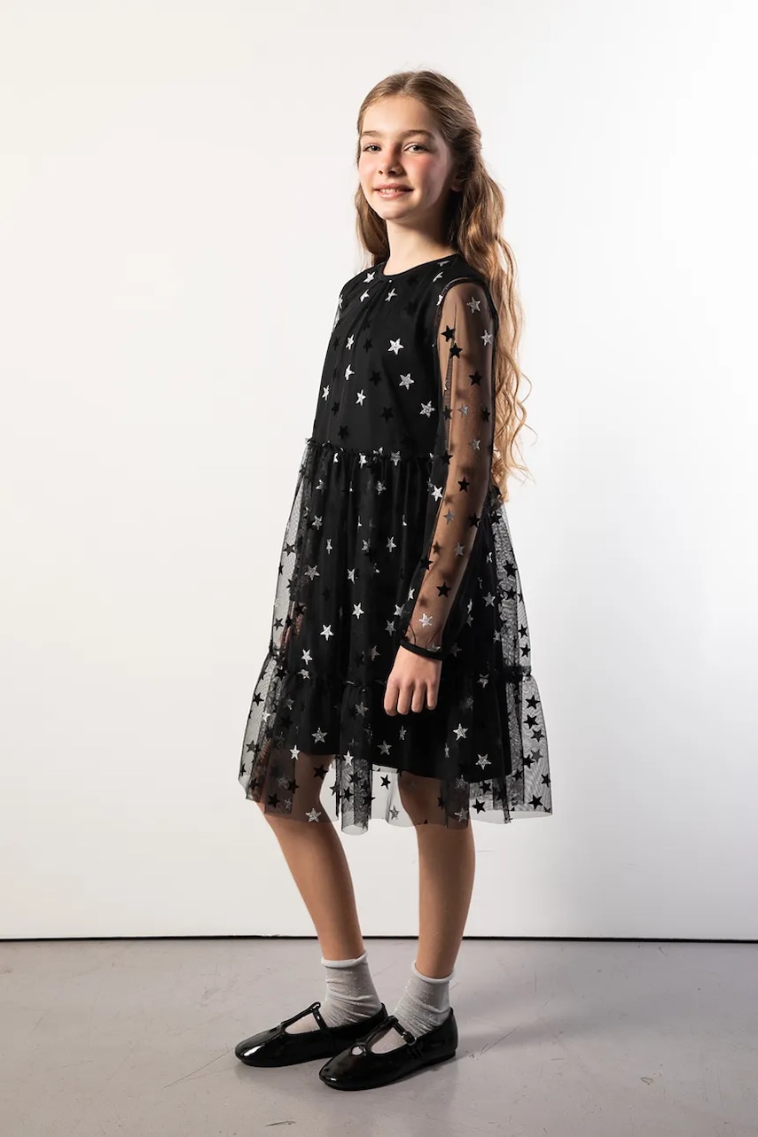 Dívčí šaty Coccodrillo černá barva, midi, ELEGANT PARTY GIRL