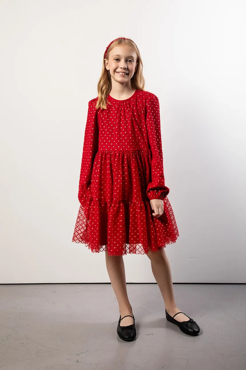 Dívčí šaty Coccodrillo červená barva, mini, ELEGANT JUNIOR GIRL