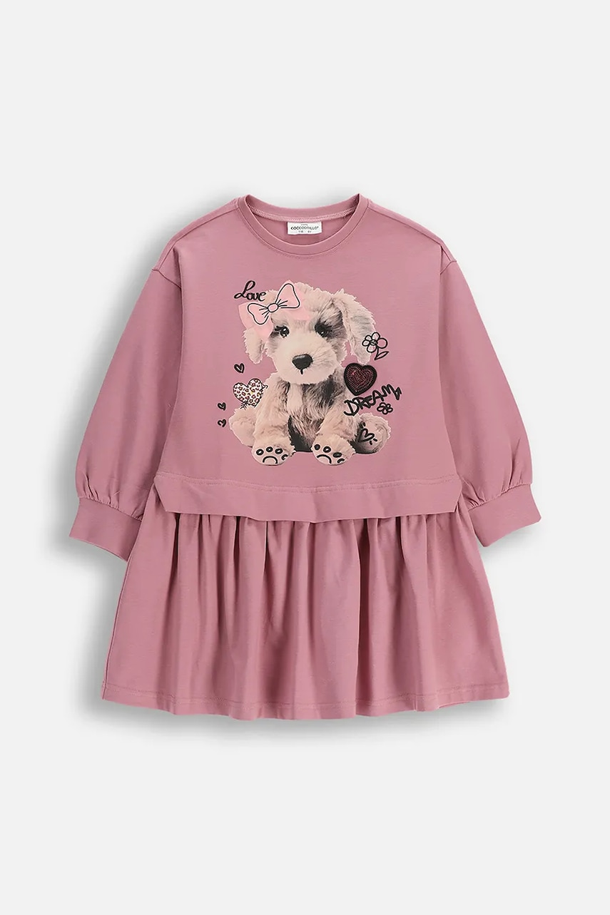 Dívčí šaty Coccodrillo růžová barva, mini, CRAFT PUNK GIRL KIDS