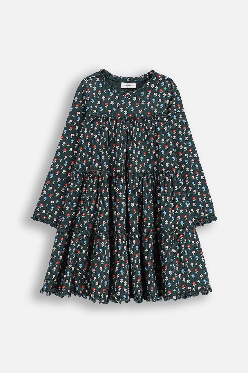 Dívčí šaty Coccodrillo zelená barva, mini, FROSTING PUDDLE GIRL KIDS