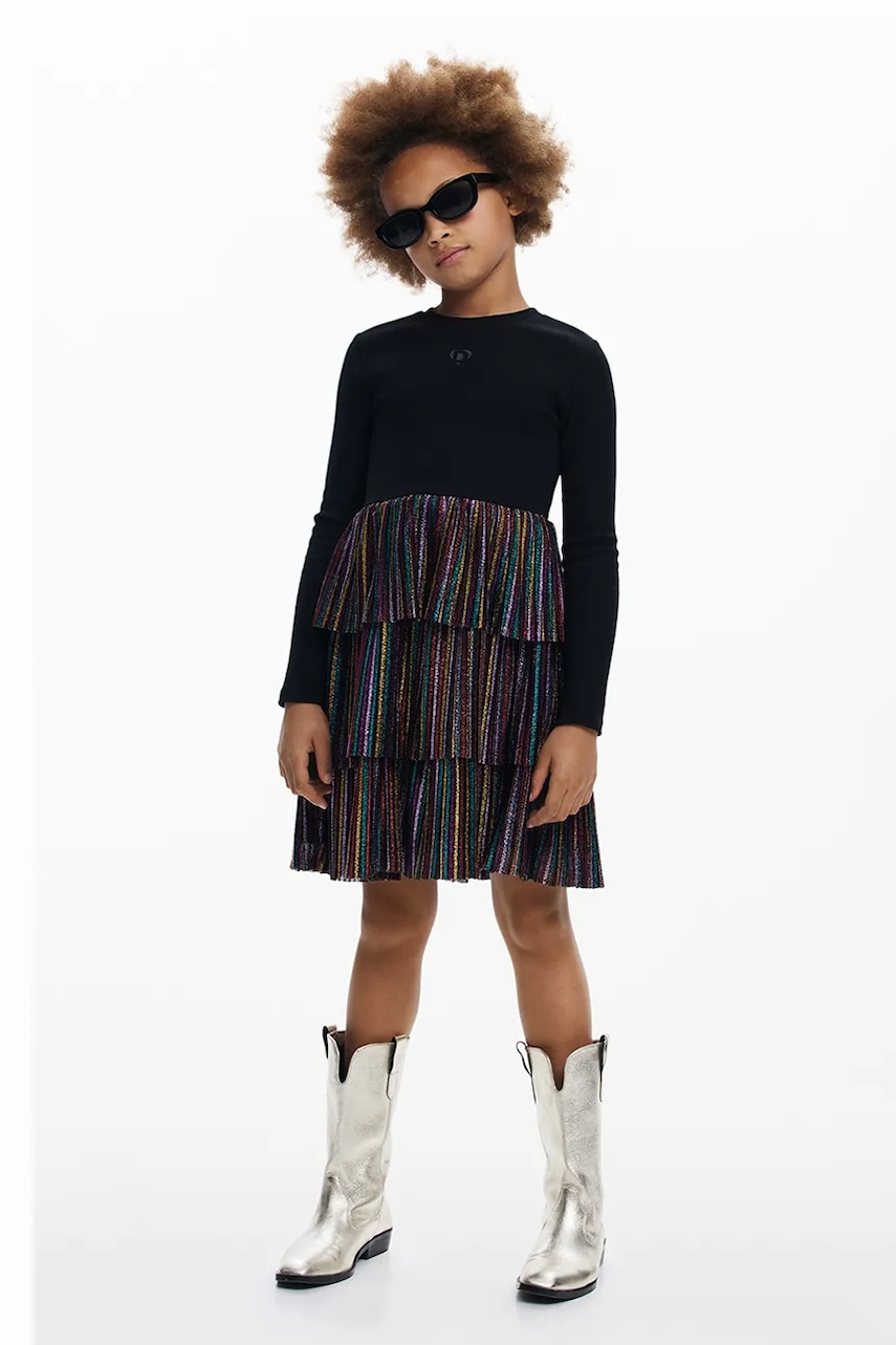 Dívčí šaty Desigual černá barva, mini, 25WGVK20