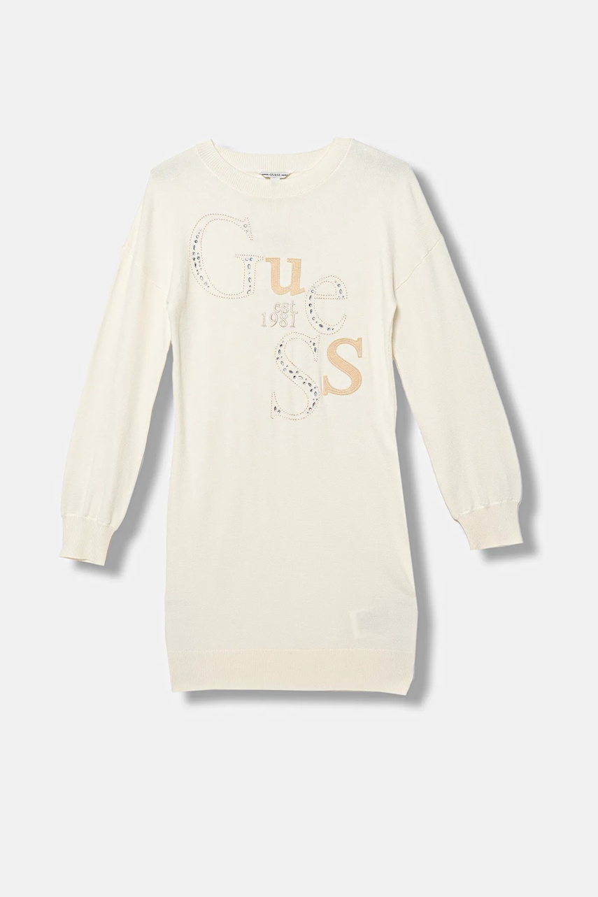 Dívčí šaty Guess béžová barva, midi, J5BK20 Z2NQ2