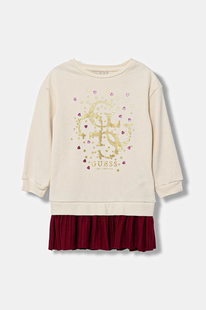 Dívčí šaty Guess béžová barva, mini, K5BK07 KAD74