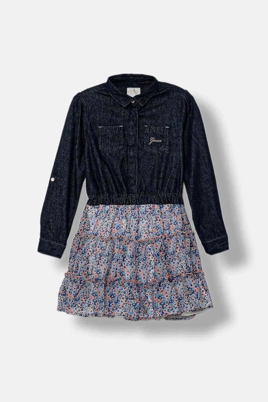 Dívčí šaty Guess tmavomodrá barva, mini, K5YK05 D4EU0