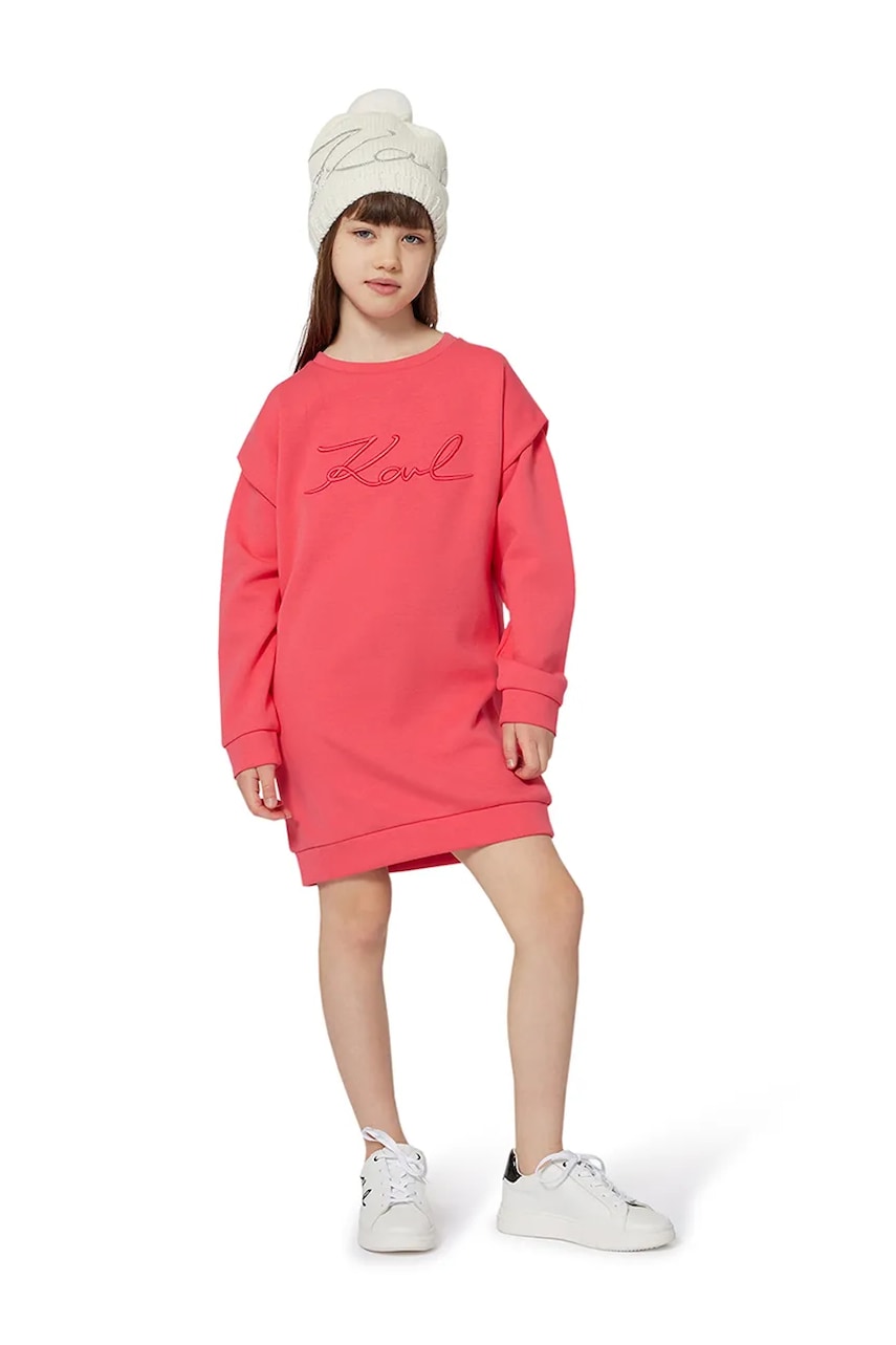 Dívčí šaty Karl Lagerfeld růžová barva, mini, oversize, Z30614