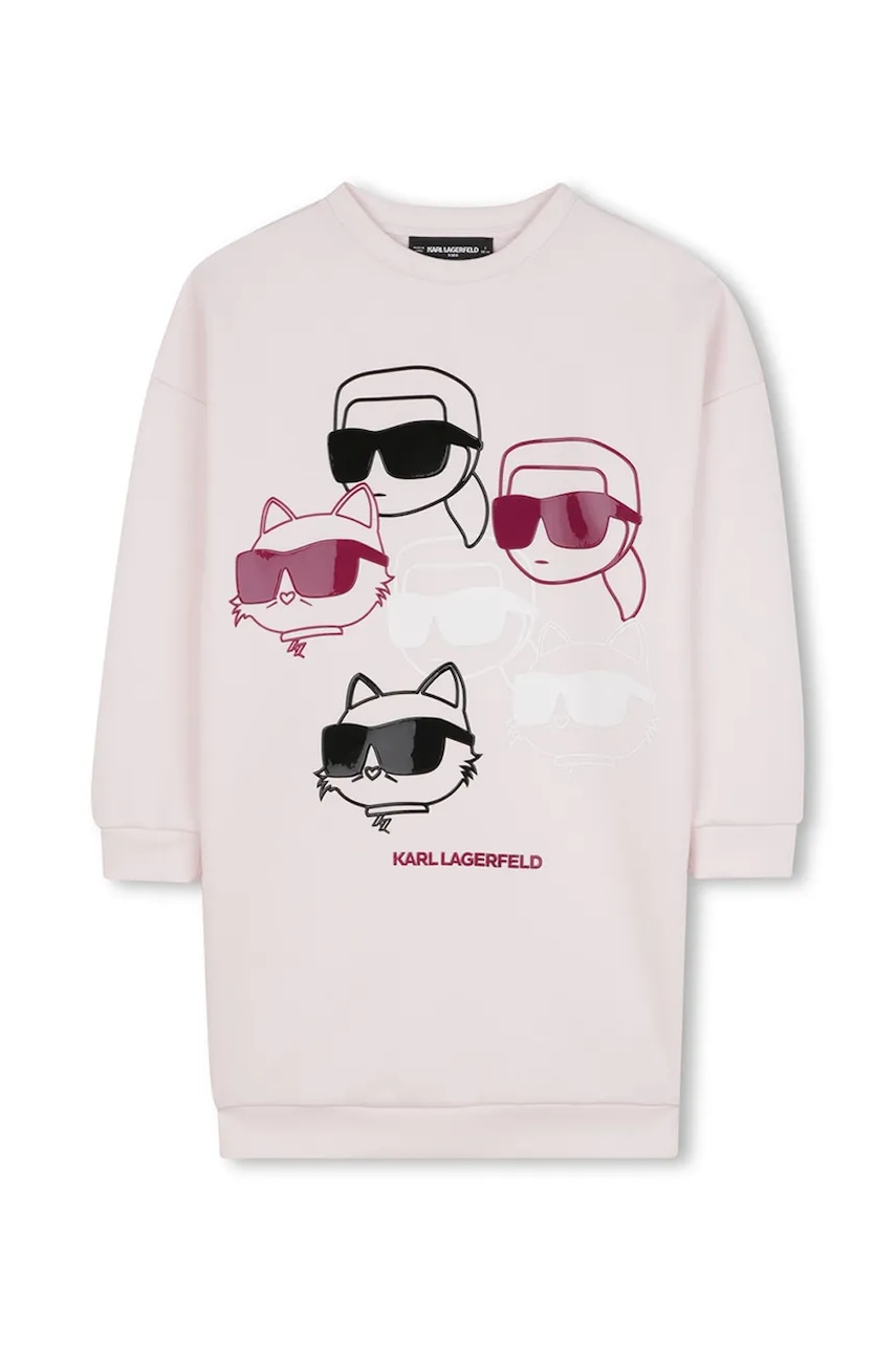Dívčí šaty Karl Lagerfeld růžová barva, mini, oversize, Z30616