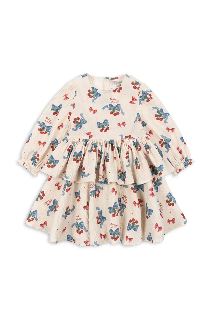 Dívčí šaty Konges Sløjd ELIN DRESS GOTS béžová barva, mini, KS103794