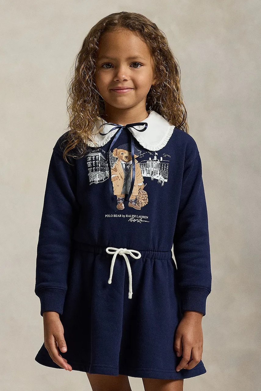 Dívčí šaty Polo Ralph Lauren tmavomodrá barva, mini, 312979035001