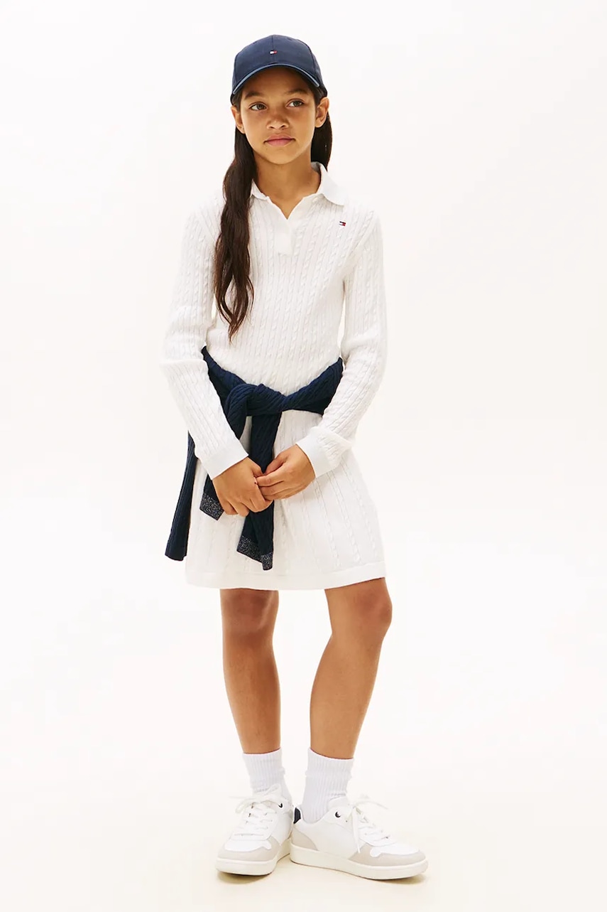 Dívčí šaty Tommy Hilfiger béžová barva, mini, KG0KG08938