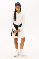 Dívčí šaty Tommy Hilfiger béžová barva, mini, KG0KG08938