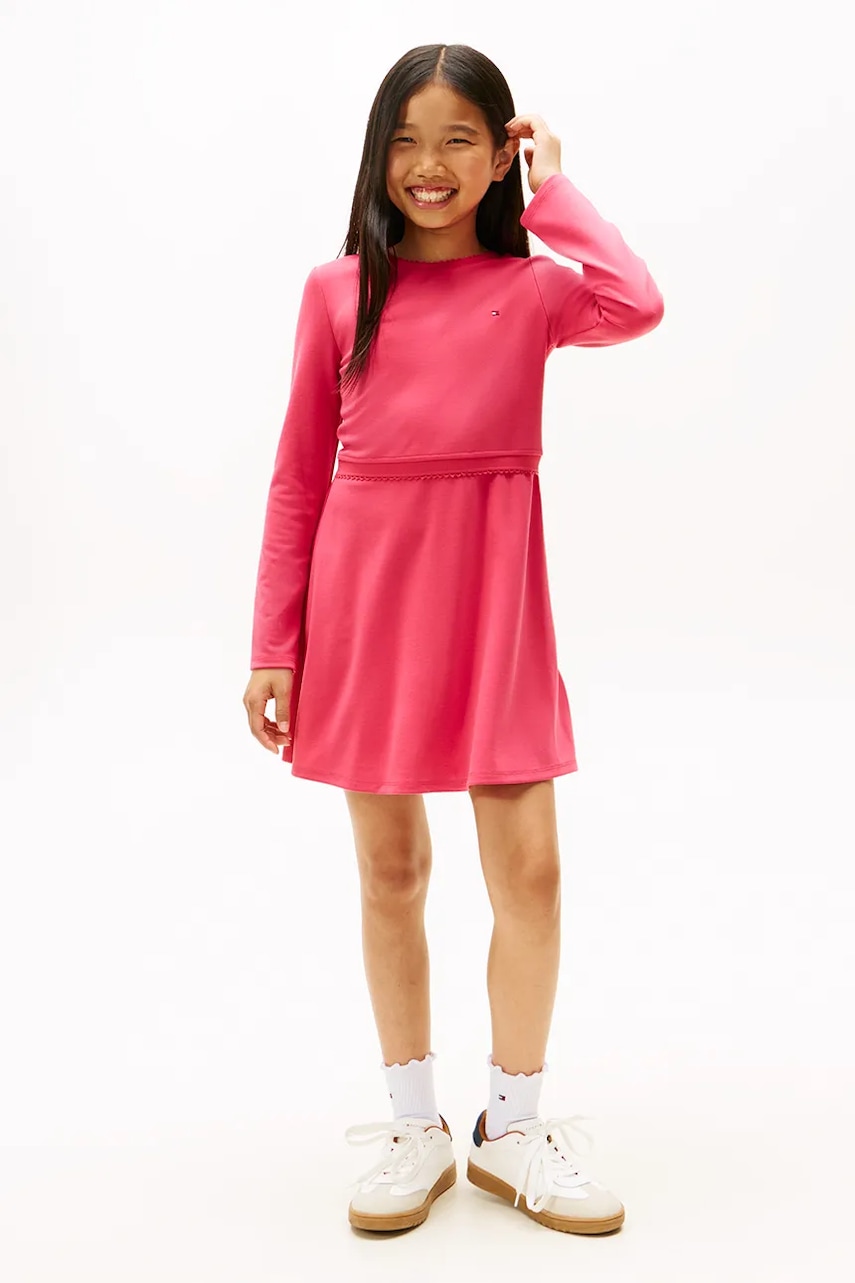 Dívčí šaty Tommy Hilfiger růžová barva, mini, KG0KG08934