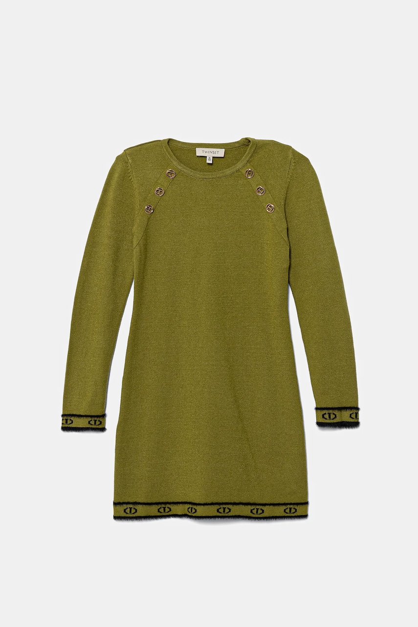 Dívčí šaty Twinset zelená barva, mini, 252GJ3014