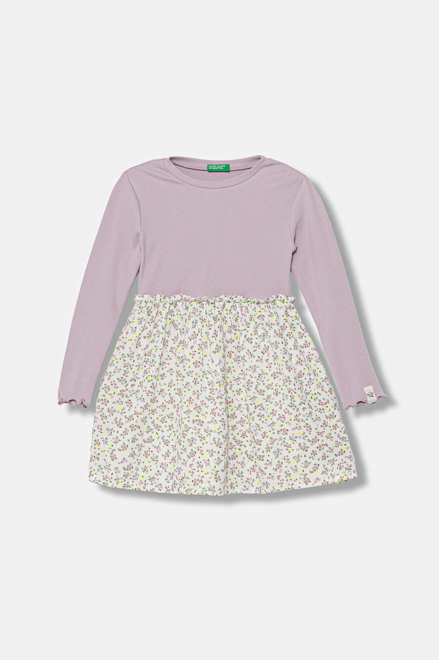 Dívčí šaty United Colors of Benetton fialová barva, mini, 434ZGV02I