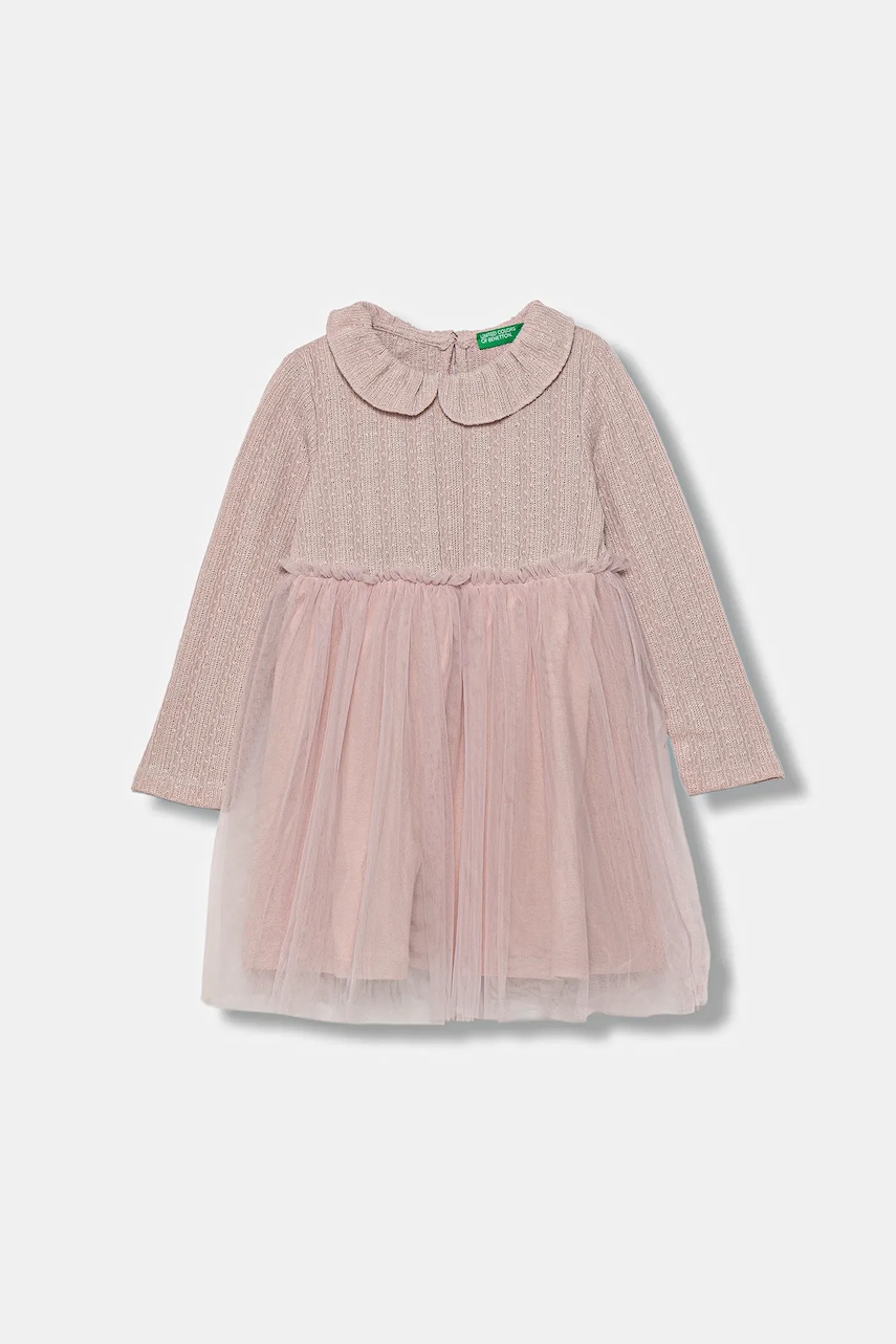 Dívčí šaty United Colors of Benetton růžová barva, mini, 4JACGV02J