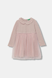 Dívčí šaty United Colors of Benetton růžová barva, mini, 4JACGV02J