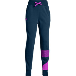 Dívčí tepláky Under Armour Rival Jogger Techno Teal/Fluo Fuchsia YXS