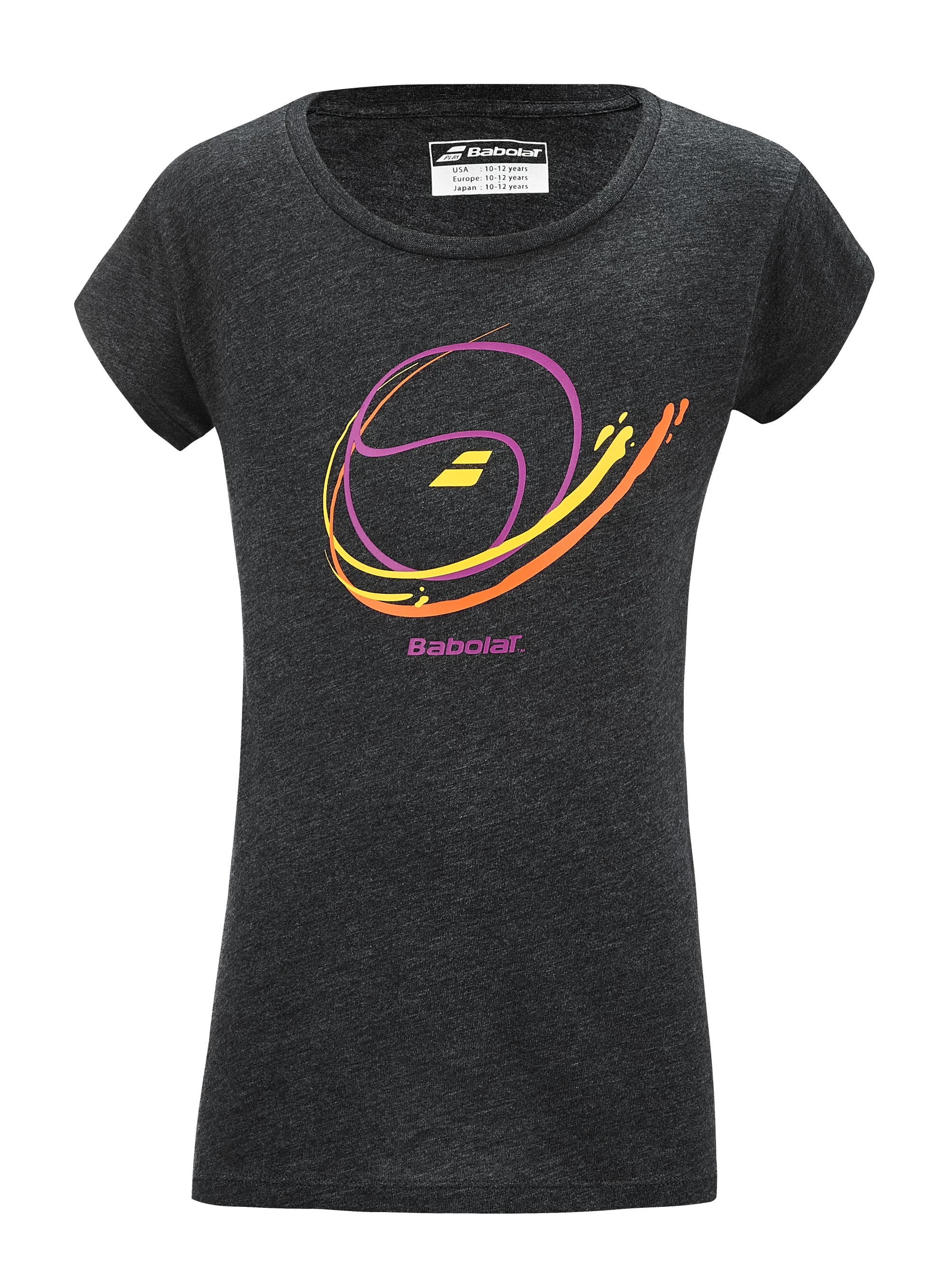 Dívčí tričko Babolat  Exercise Message Tee Black 8 - 10 let