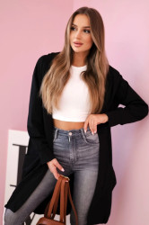 Dlouhý černý cardigan s kapucí