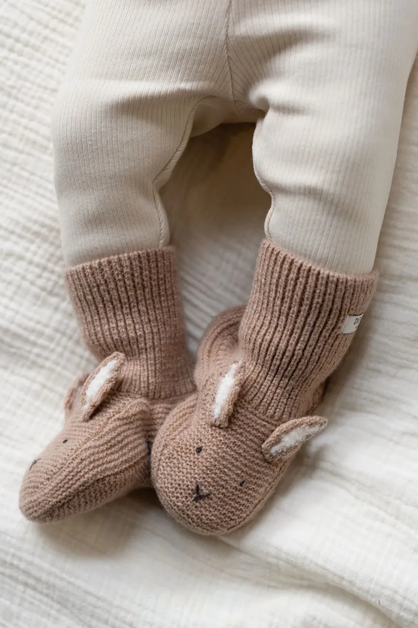 Donsje  boty kojenecké Maicer Merino Wool Booties Fluffy Bunny