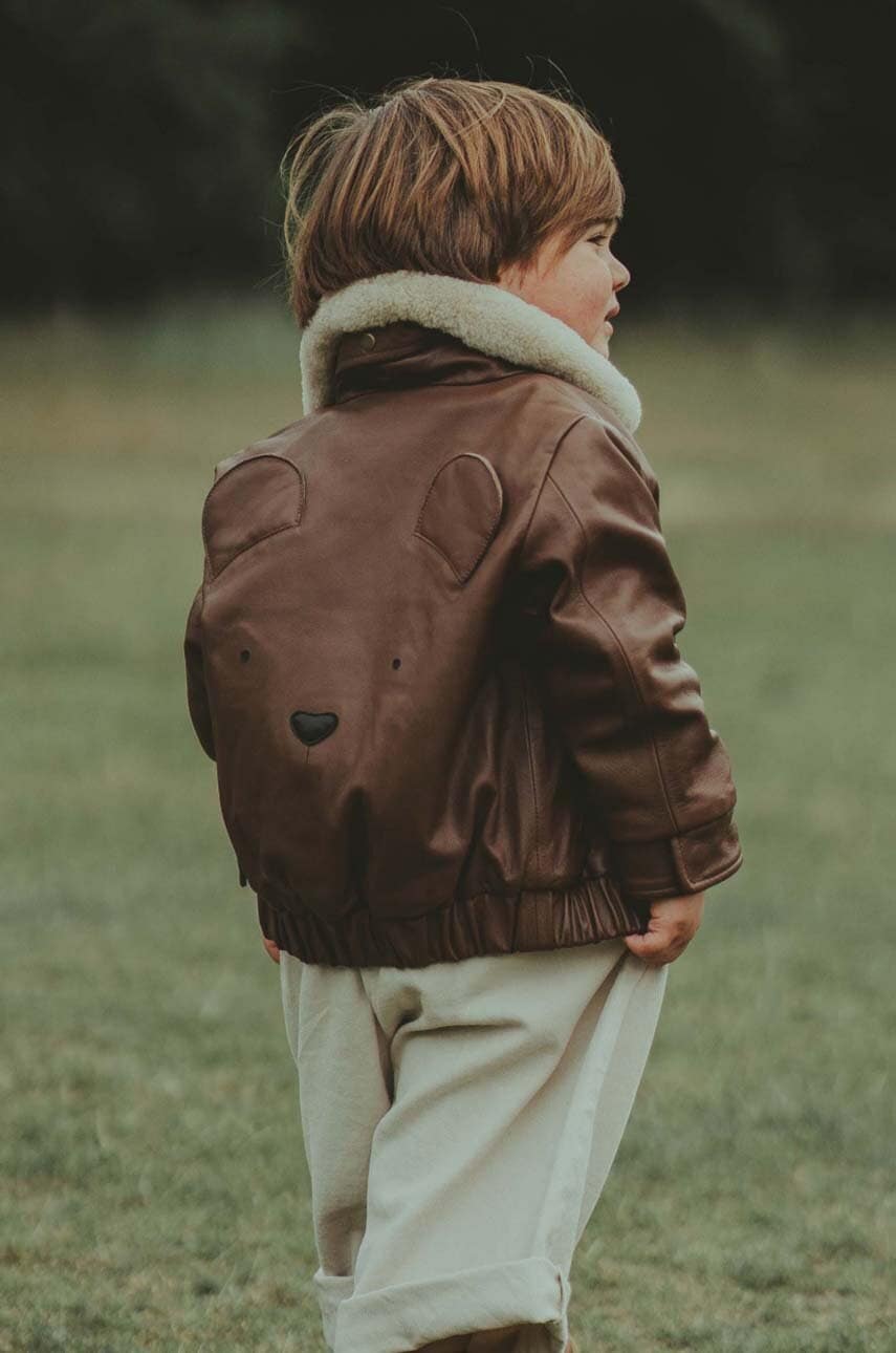 Donsje  Dětská kožená bomber bunda  Yuki Leather Jacket Bear