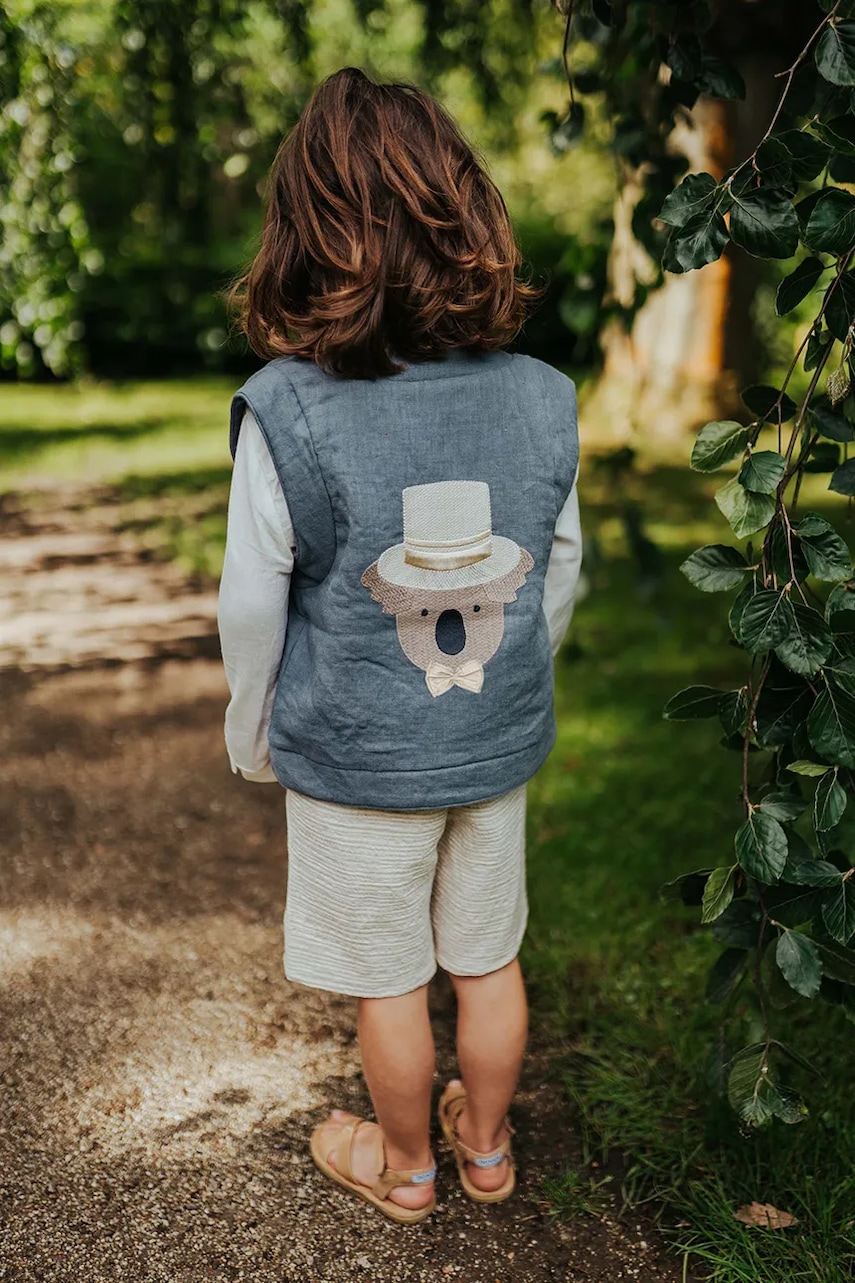 Donsje  Dětská lněná vesta  Larsel Linen Gilet Groom