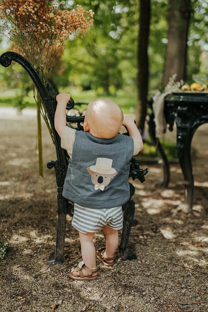 Donsje  Dětská lněná vesta  Larsel Linen Gilet Groom