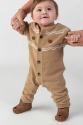 Donsje  dupačky kojenecké z merino vlny Guillaume Merino Wool Jumpsuit Bears