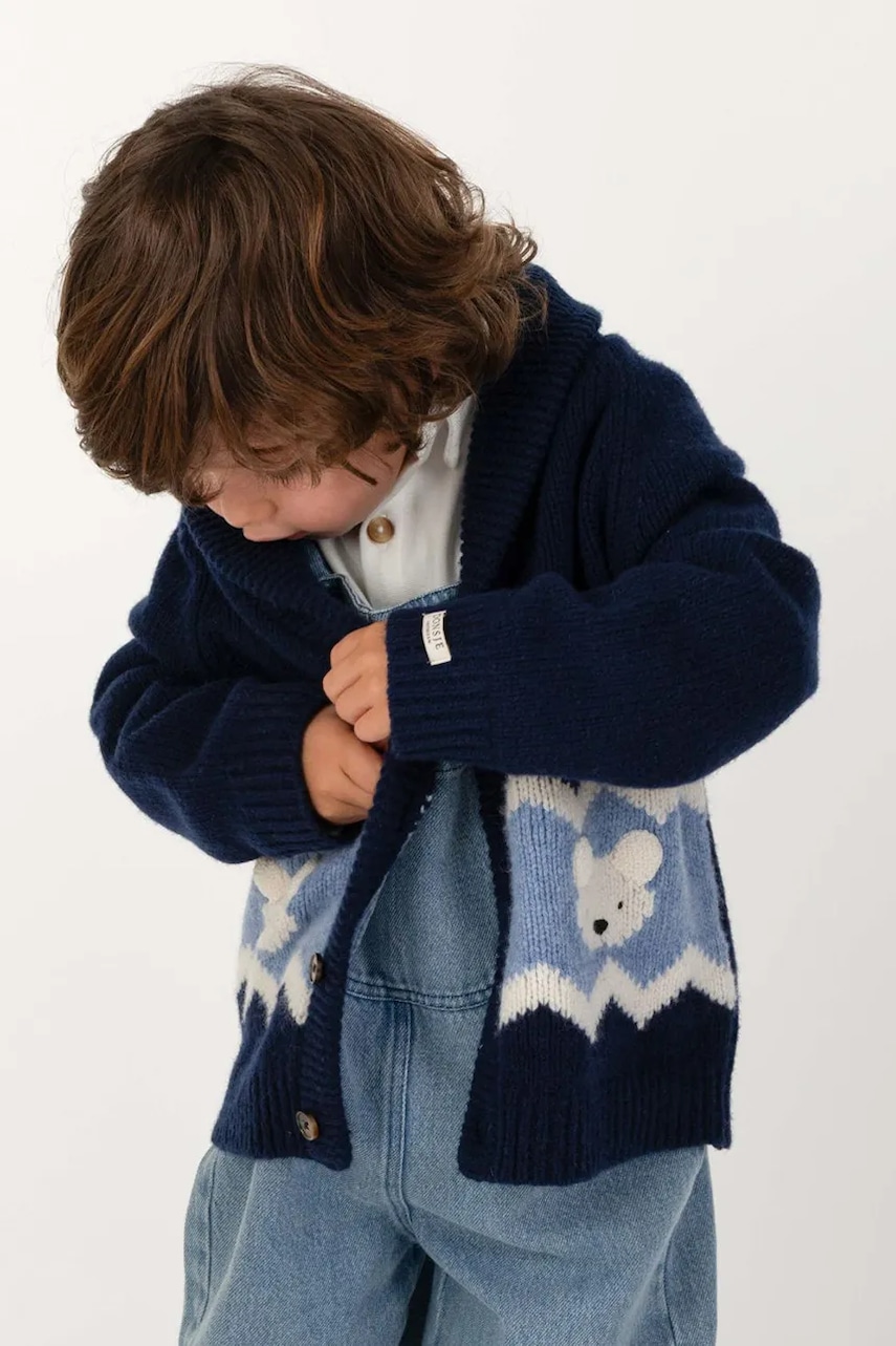 Donsje  kardigan dětský z merino vlny Kwinten Merino Wool Cardigan Polar Bears